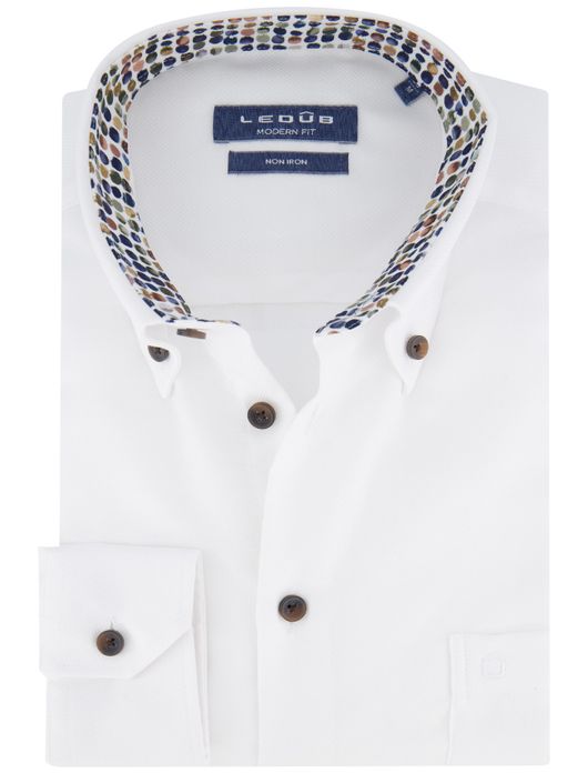 Ledub overhemd wit katoen