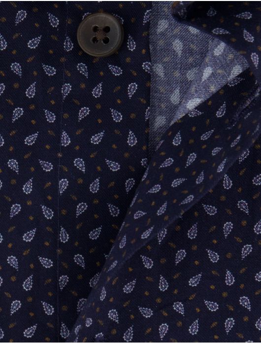 Ledub overhemd donkerblauw geprint