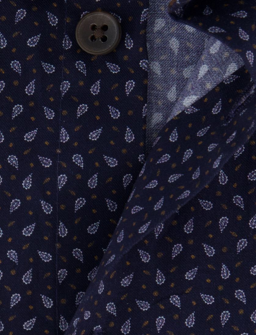 Ledub overhemd lange mouw donkerblauw geprint