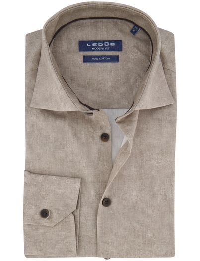 Ledub Ledub overhemd beige geprint Pure Cotton