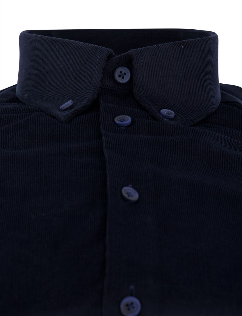 Ledub overhemd donkerblauw corduroy lange mouw
