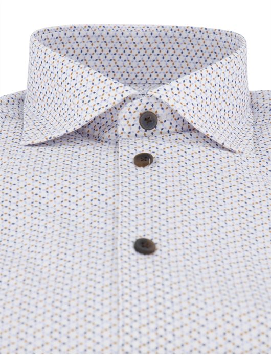 Ledub overhemd wit geprint stretch