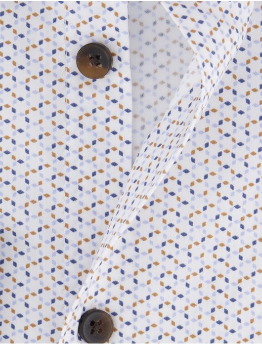 Ledub overhemd wit geprint stretch