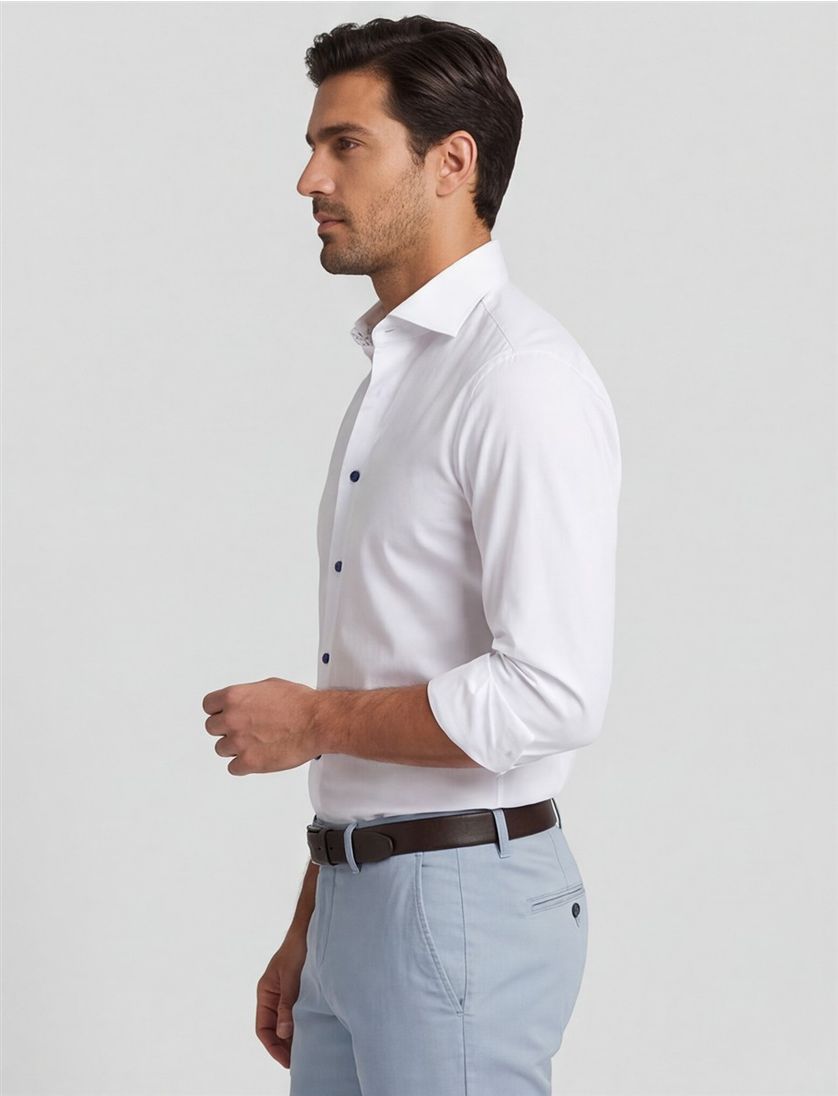 Ledub overhemd modern fit wit stretch