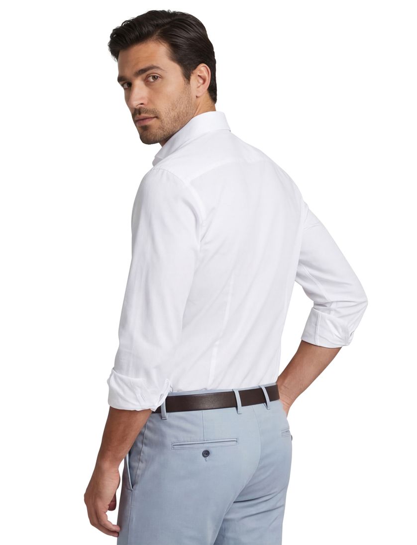 Ledub overhemd modern fit wit stretch