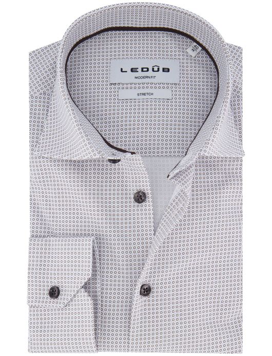 Ledub Shirt dress ml 7 wit bruin blauw