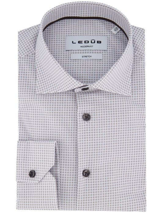 Ledub Shirt dress ml 7 wit bruin blauw