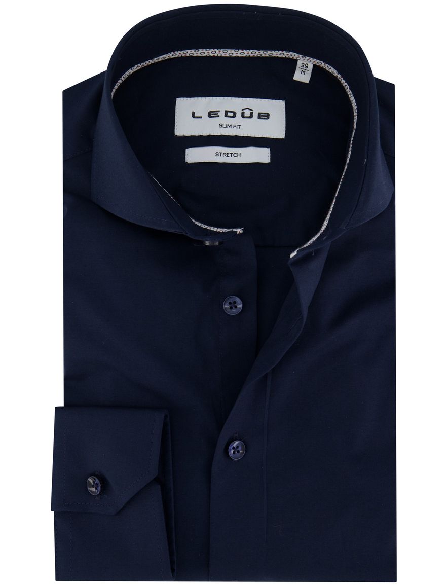 Ledub overhemd Slim fit donkerblauw