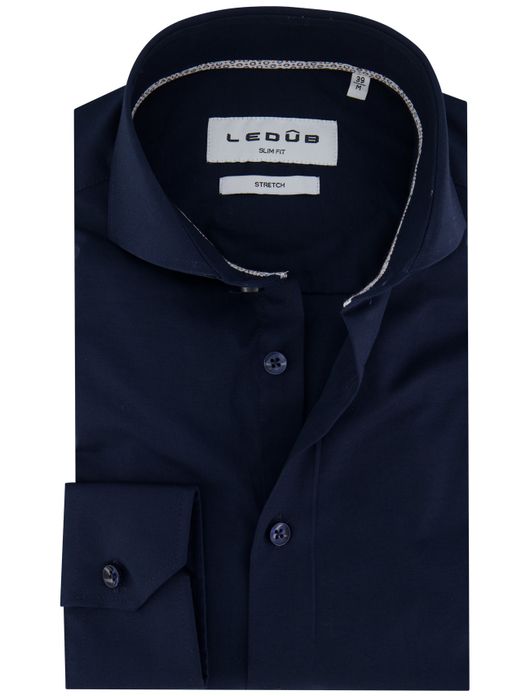 Ledub Shirt dress ml 5 slim fit donker blauw
