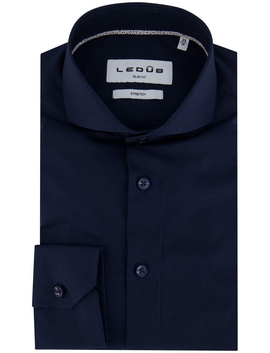 Ledub overhemd Slim fit donkerblauw