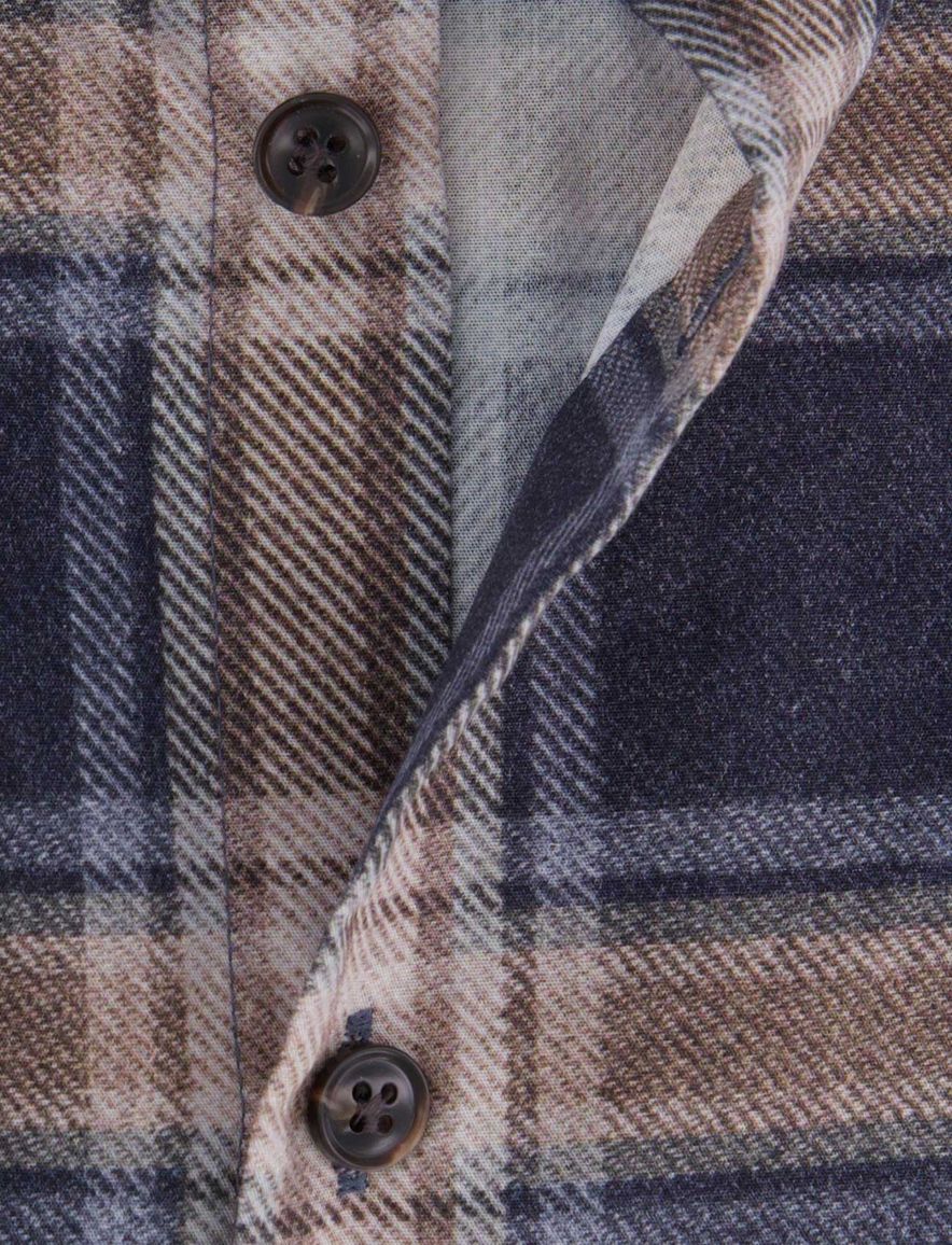 John Miller Tailored fit overhemd navy geruit cutaway