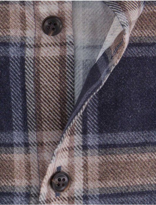 John Miller Tailored fit overhemd navy geruit