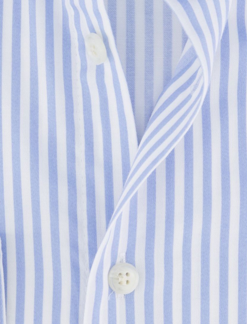 John Miller overhemd slim fit gestreept blauw wit cutaway