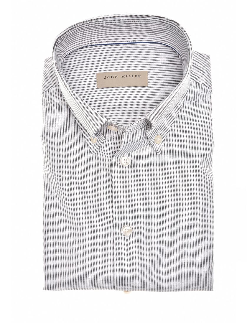 John Miller overhemd wit bruin gestreept lange mouw
