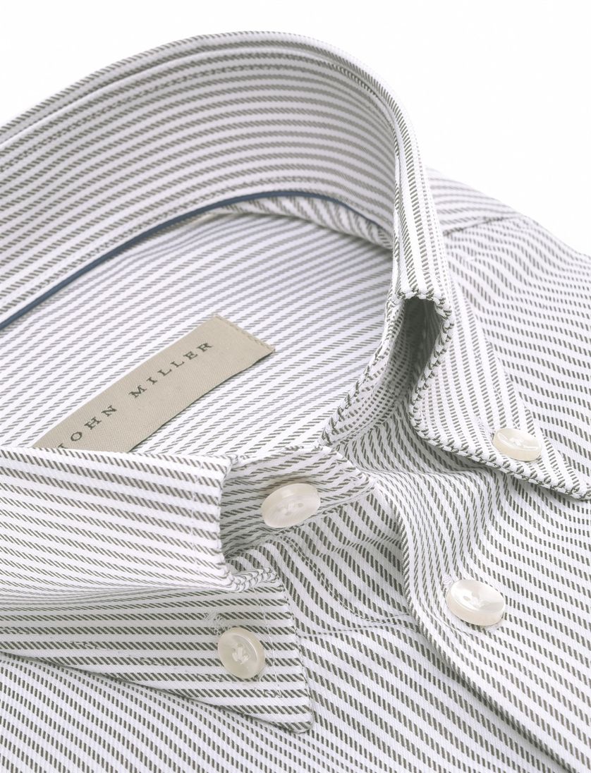 John Miller overhemd wit bruin gestreept lange mouw