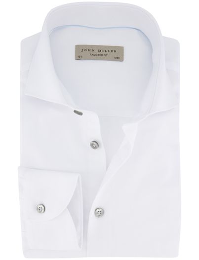 John Miller John Miller effen wit overhemd wide spread zilveren knoop