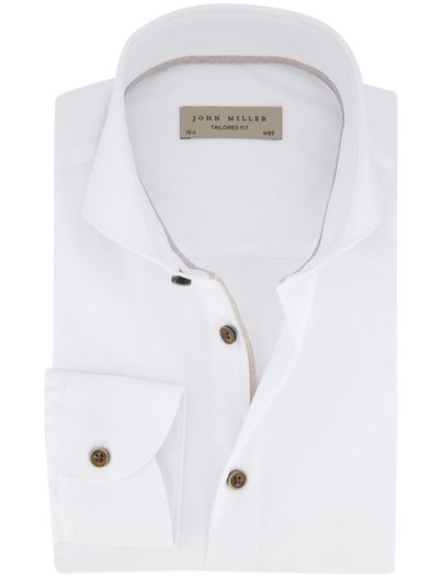 John Miller John Miller effen wit overhemd cutaway lange mouw