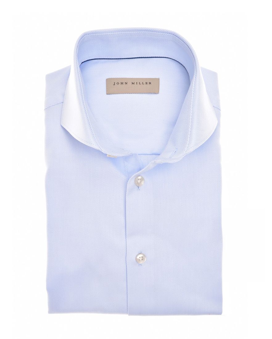 John Miller overhemd blauw cutaway lange mouw