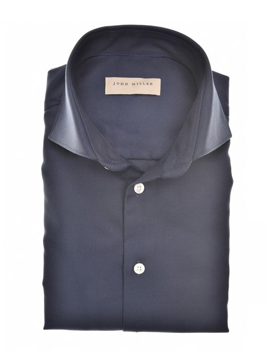 John Miller overhemd donkerblauw wide spread