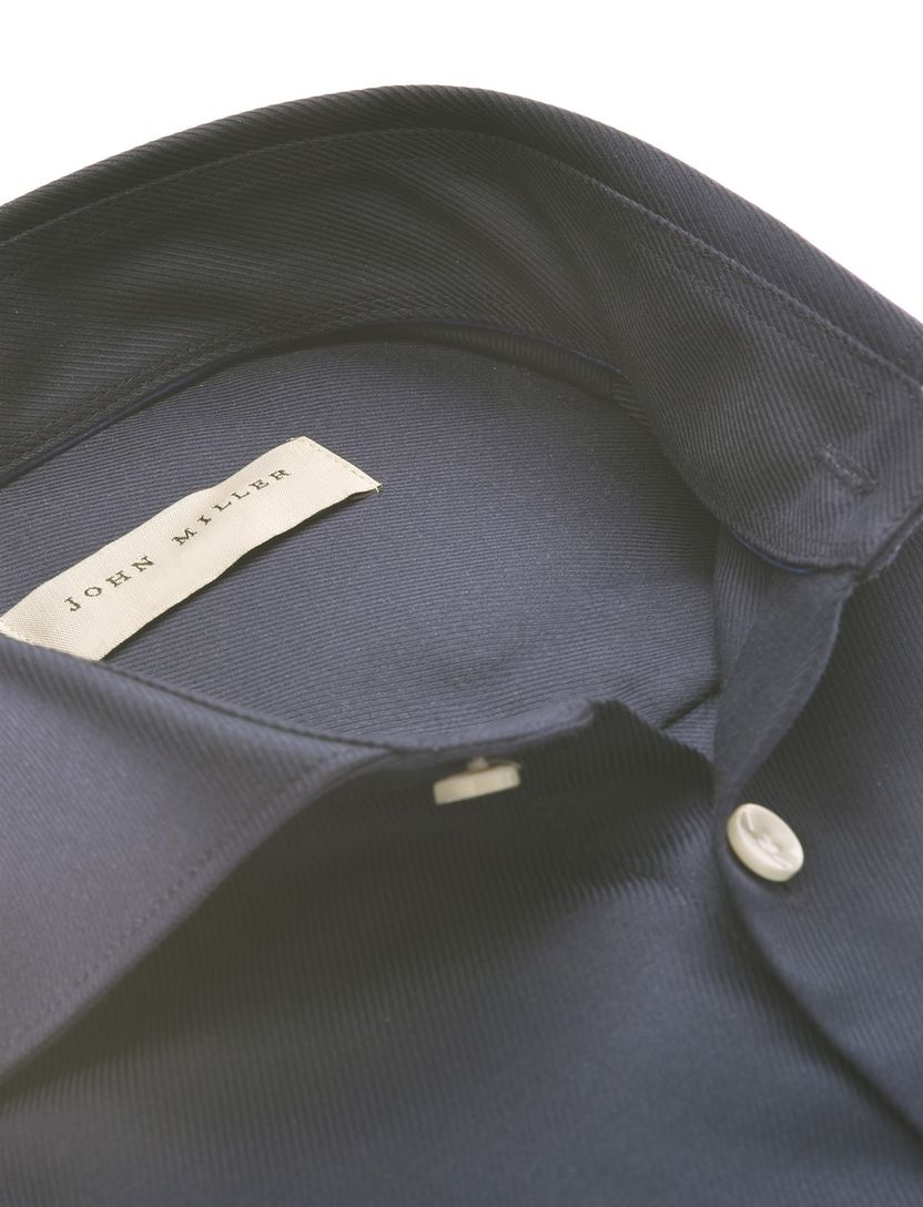 John Miller overhemd donkerblauw lange mouw wide spread
