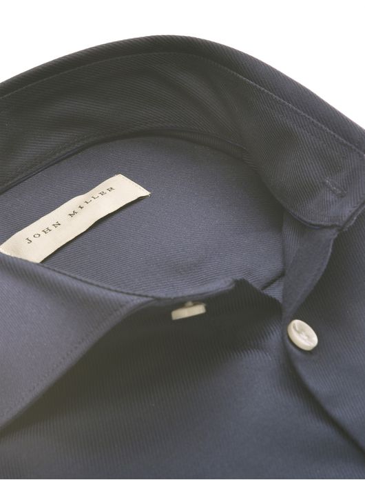 John Miller overhemd donkerblauw wide spread