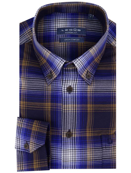 Ledub Shirt dress ml 5 blauw bruin