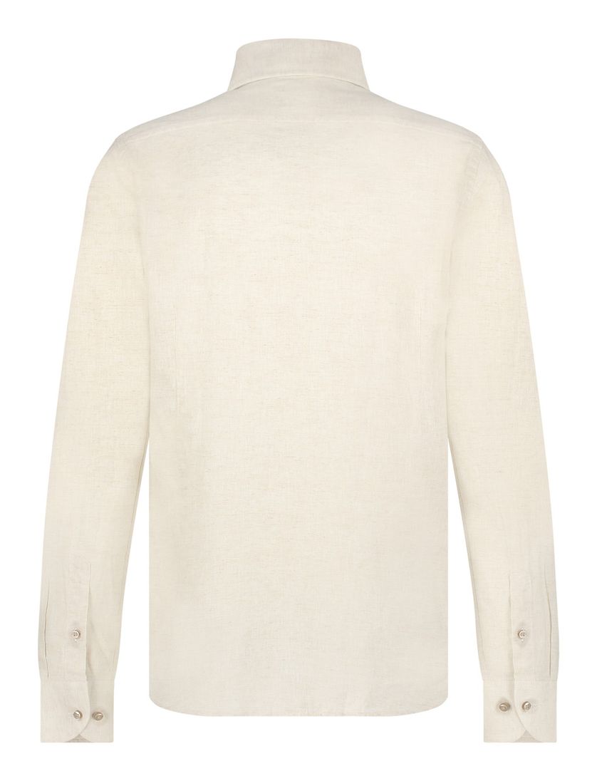 Blue Industry overhemd beige gemêleerd linnen