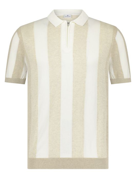 Blue Industry polo beige gestreept met rits