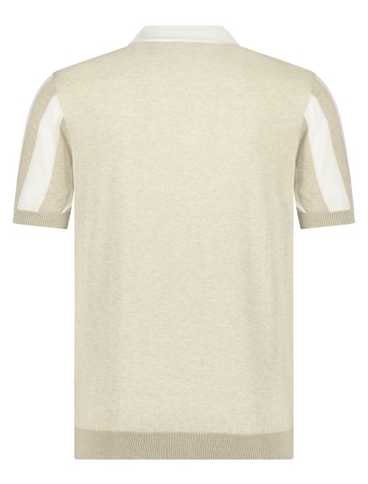 Blue Industry polo beige gestreept met rits
