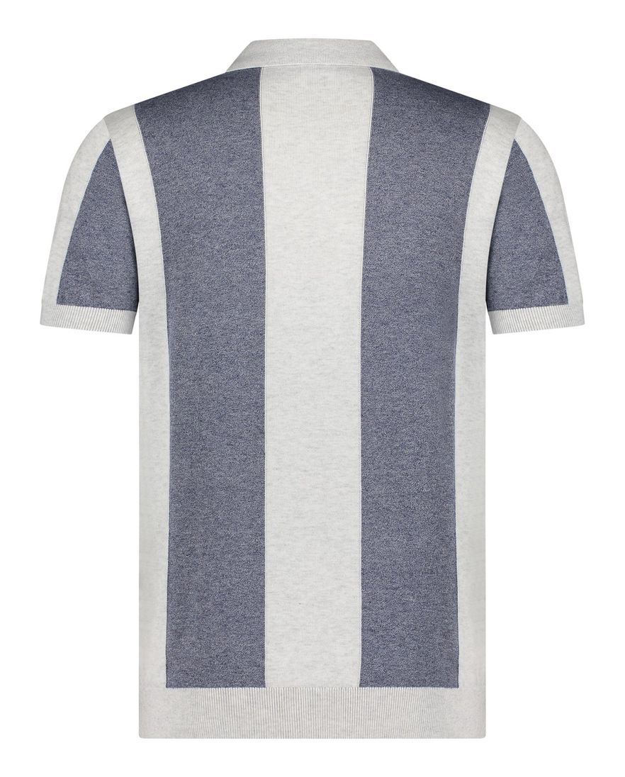 Blue Industry polo blauw wit fijn gebreid