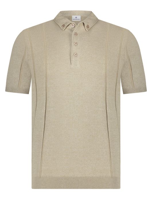 Blue Industry polo beige 4 knoops structuur