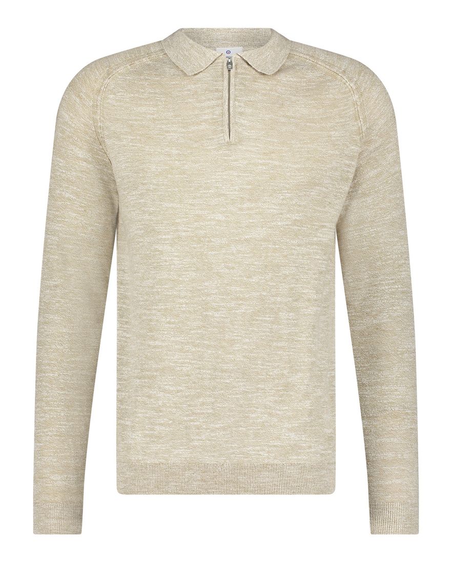 Blue Industry polo lange mouw beige rits