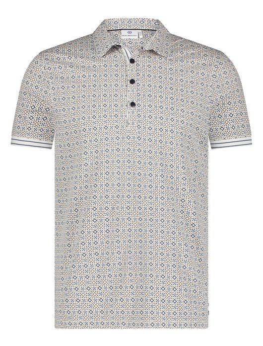 Blue Industry polo blauw bruin geprint