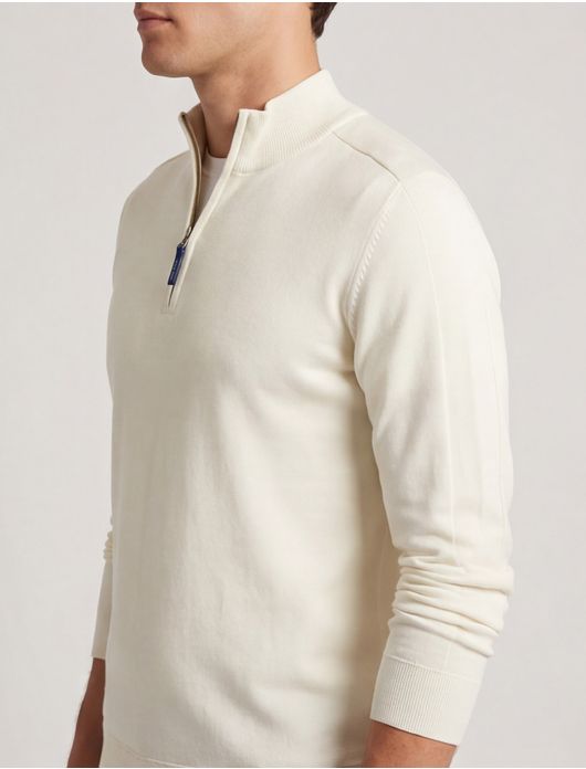 Blue Industry trui creme half zip effen