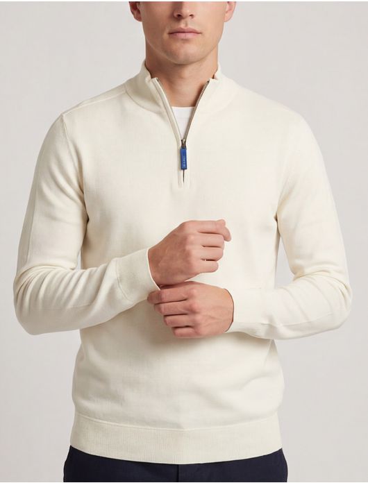 Blue Industry trui creme half zip effen