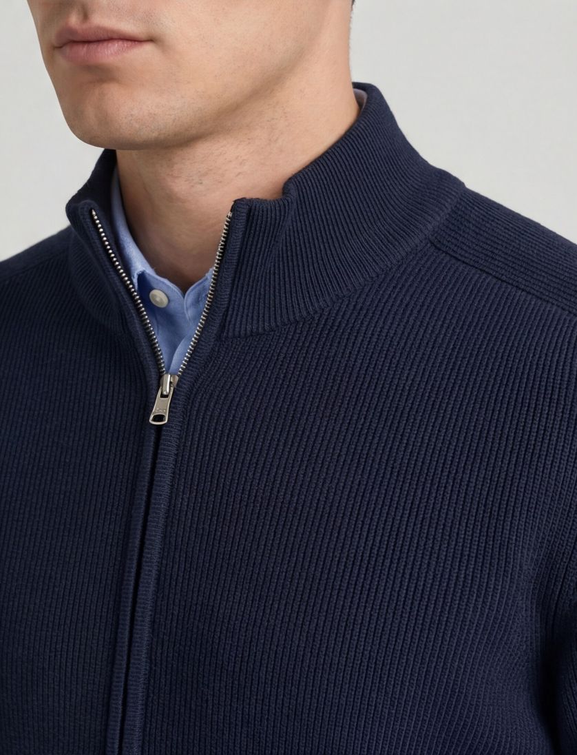 Blue Industry vest donkerblauw hoge hals effen