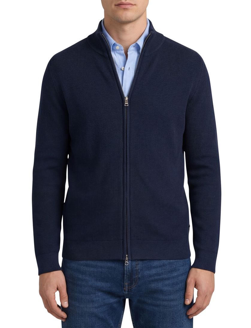 Blue Industry vest donkerblauw hoge hals effen