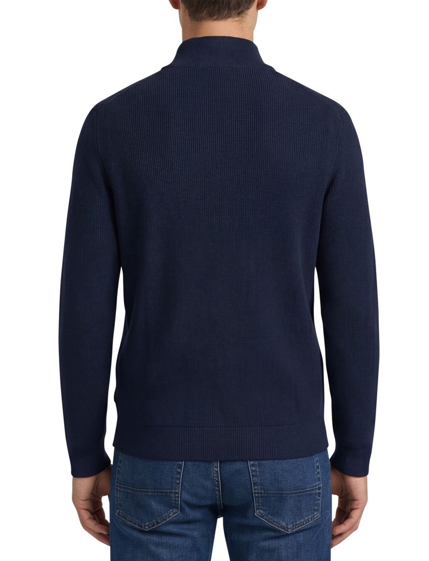 Blue Industry vest donkerblauw hoge hals effen