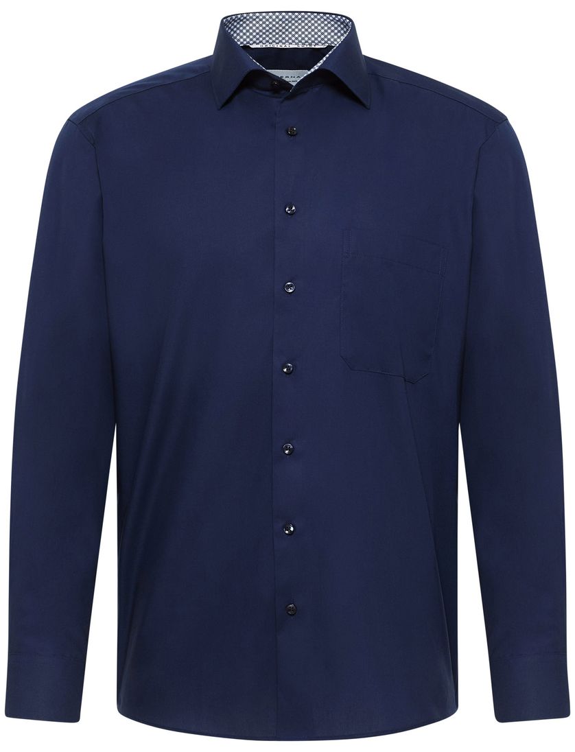 Eterna overhemd navy effen borstzak