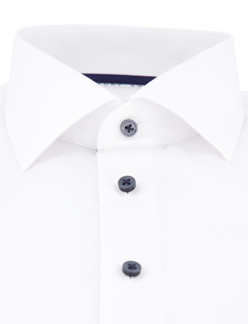 Eterna overhemd wit Modern Fit semi wide spread boord effen