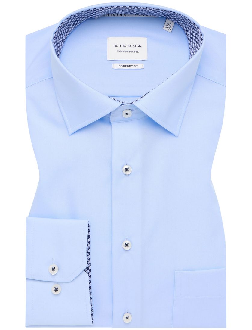 Eterna overhemd lichtblauw comfort fit katoen