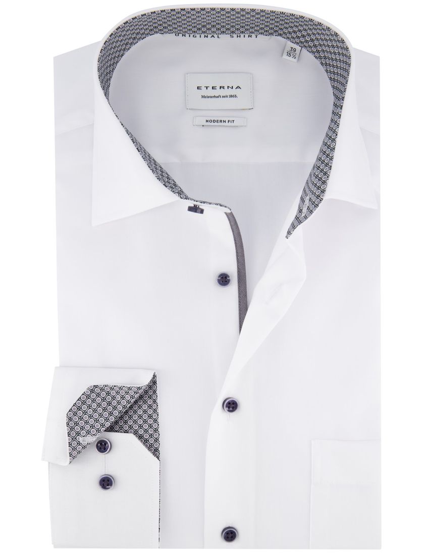 overhemd Eterna Modern Fit wit lange mouw