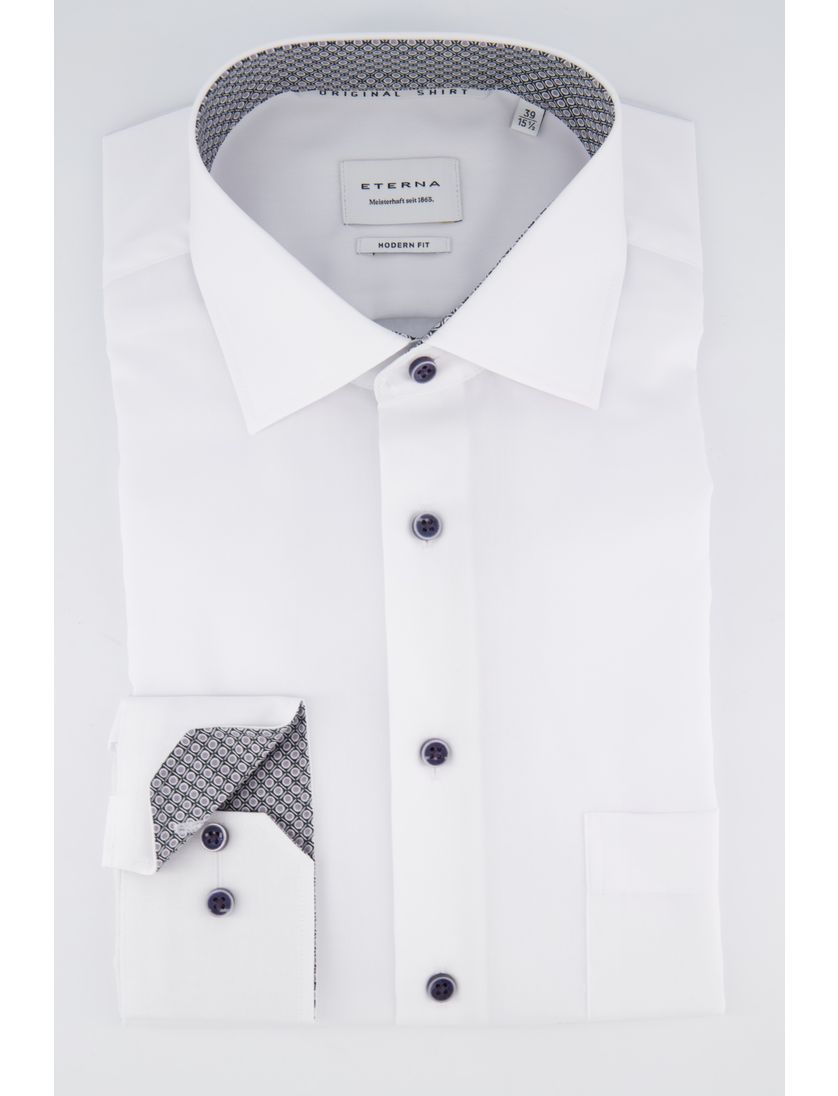 overhemd Eterna Modern Fit wit lange mouw