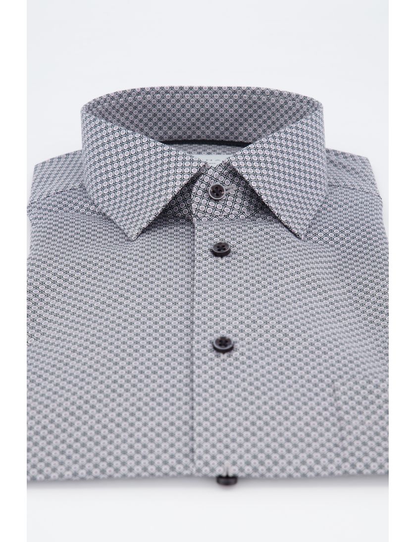 overhemd Eterna grijs geprint katoen