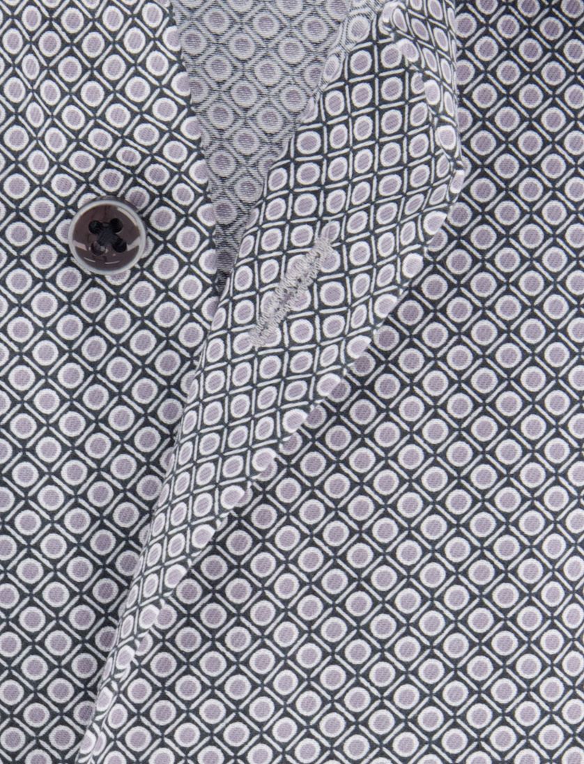 overhemd Eterna grijs geprint katoen