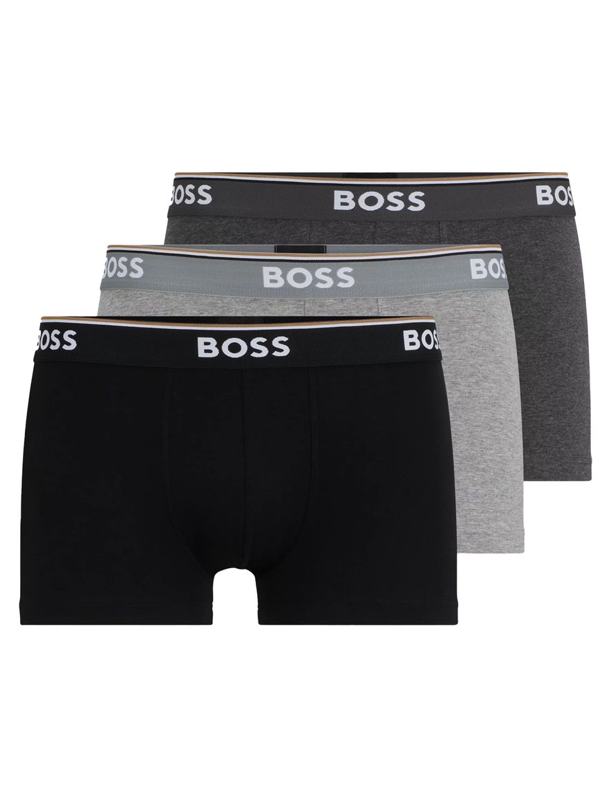 Boxershorts BOSS Black Trunk 3-pack grijs zwart