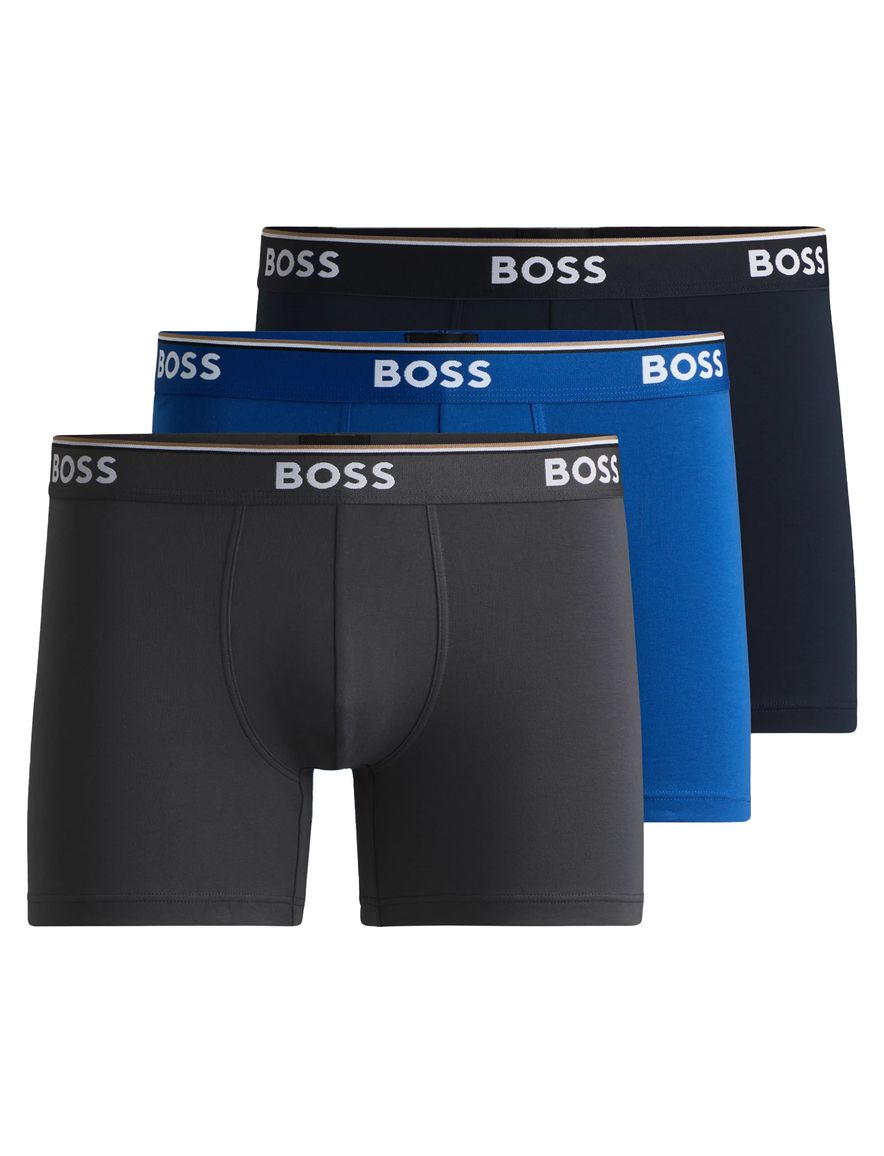 BOSS Black Boxershorts 3-pack blauw grijs katoen
