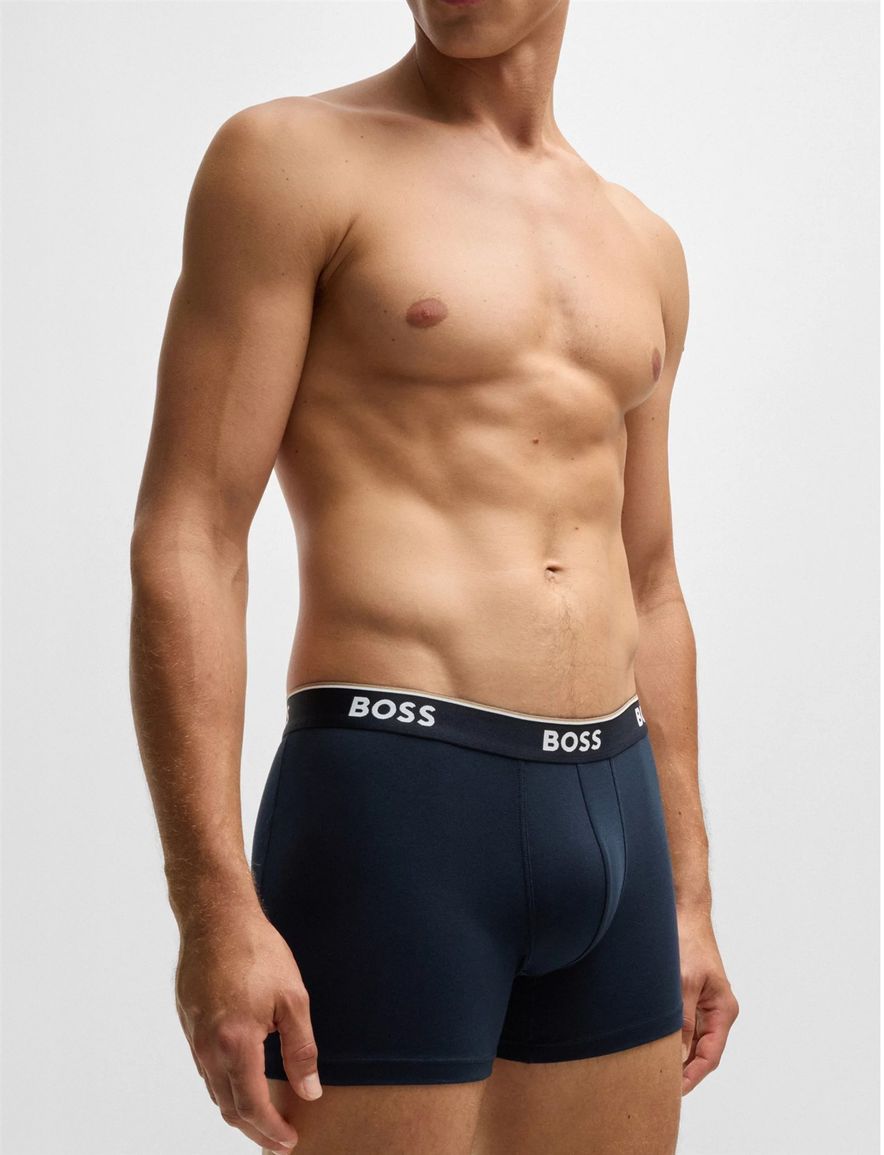 BOSS Black Boxershorts 3-pack blauw grijs katoen