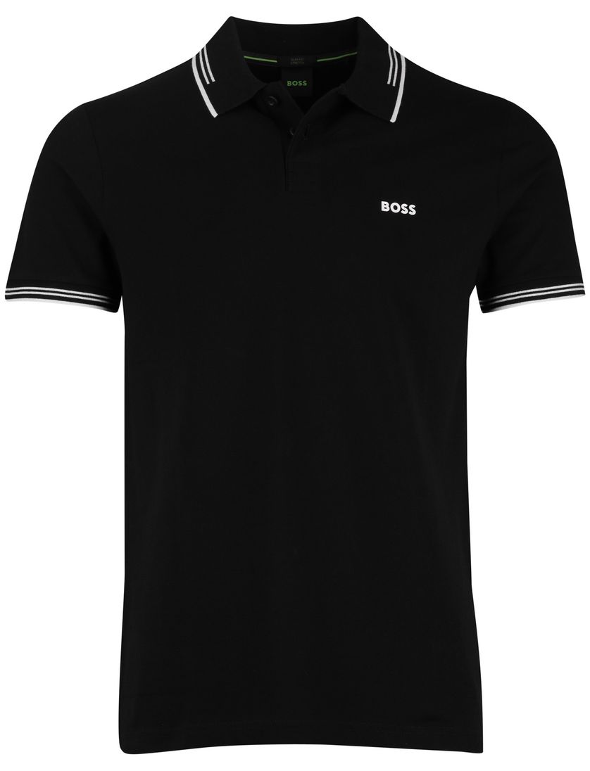 Boss Green Paul polo slim fit effen zwart