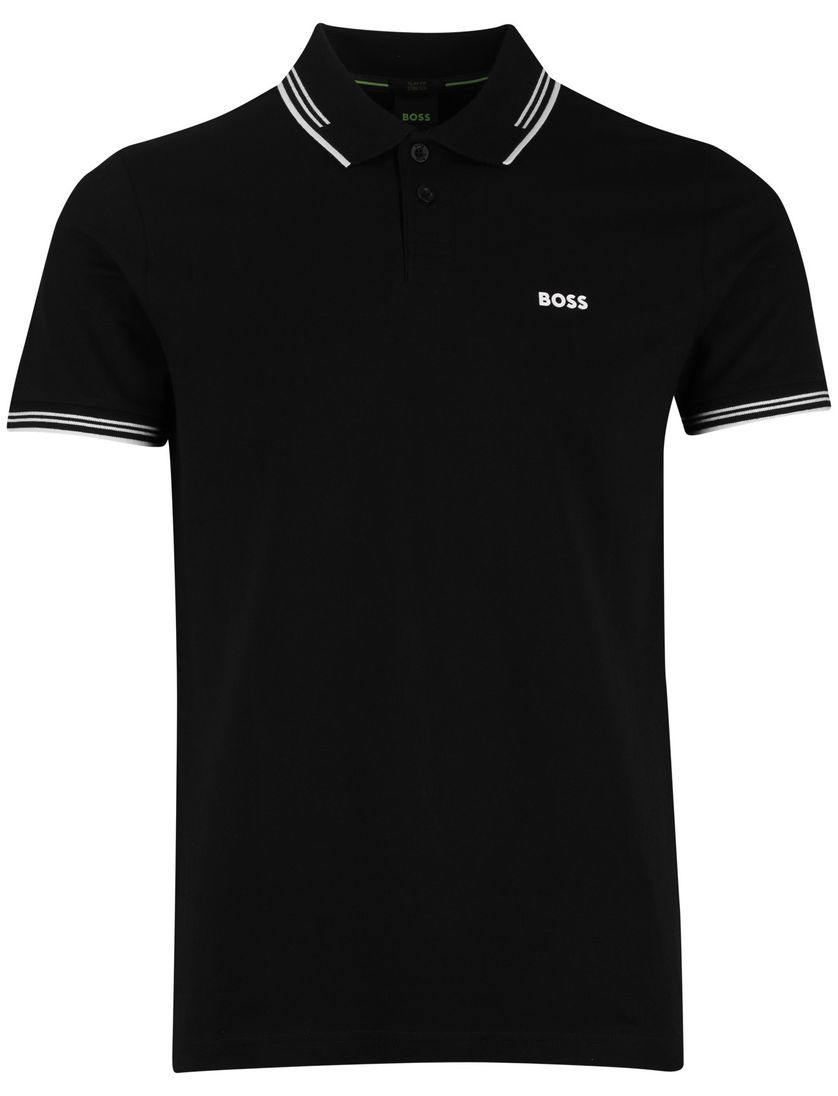 Boss Green Paul polo slim fit effen zwart